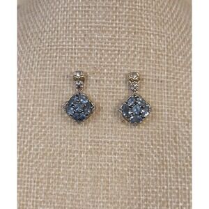 Beautiful Michael Valitutti Ornate Sterling Silver & Blue Topaz Dangle Earrings